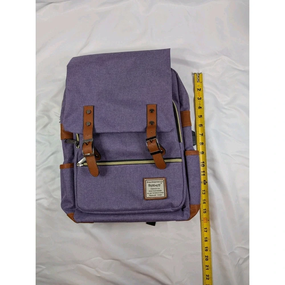 Purple Laptop Backpack with Contrast Trim - Unbranded